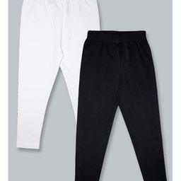 Kiddopanti Pack Of 2 Solid Leggings - White & Black-picture-9