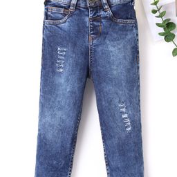 Kookie Kids Full Length Denim Jeans with Tearing Detailing - Blue-image-47