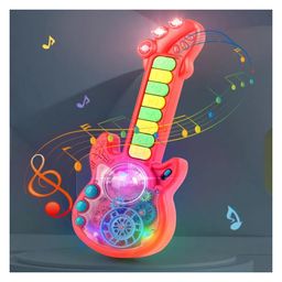 VGRASSP Gear Guitar Toy Eight Key Switches Musical Toy Guitar with Rotating Gears Flashing Lights & Piano Sound Battery Operated Toy Guitar - Multicolor(Color As Per Stock)-15