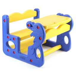 Babyhug Double Seater Dolphin Study Desk For Nursery with Under Seat Storage Easy Assembly - Blue & Yellow-16
