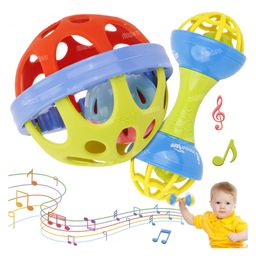 Fiddlerz Baby Rattles Toys for New Born Babies Colorful Attractive Plastic Non Toxic Shake & Grab Rattle Set for Kids Girls Boys (Multicolor) pack of 2-15