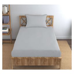 Trance Home Linen Premium Plain Pure Cotton Single Flat Bedsheet with 1 Pillow Cover 54 x 90 Inch- Silver Grey-picture-23