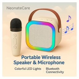 NeonateCare K12 Speaker Machine Bluetooth-Compatible Wireless Karaoke Mic Speaker Multi-Compatibility Modes -  RGB Lights- Multicolor ( color and design may vary)-0