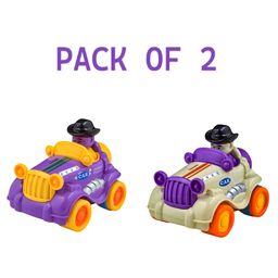 NEGOCIO Plastic Push and Go Car Set, Cartoon Design Friction Powered Car, No Battery Needed, Unbreakable, Non-Toxic Paint, Car Toys for Kids- PACK OF 2 - COLOR MAY VARY-7