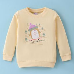 Tango Looper Knit Full Sleeves T-Shirt With Penguin Print - Cream-image-36
