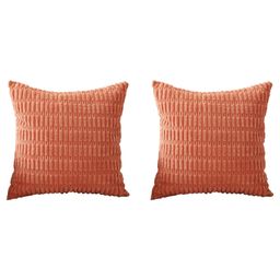 MOMISY Corduroy Cushion Throw Pillow Covers Pink 45 x 45cm, 18x18 inch (2, Orange)-image-33