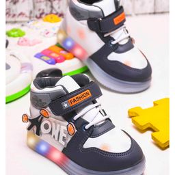KATS One Text Patch Designed & Colour Blocked LED Shoes With Velcro Closure - Grey-image-59