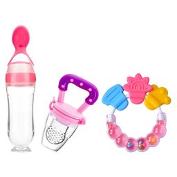 Numum Combo of Fruit And Food Nibbler Spoon Feeder and Rattle Teether-( Fruit feeder - Spoon feeder - Ring Teether) -Pack of 3 - Multicolor ( color and design may vary)-8