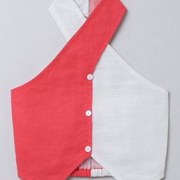 Taffykids 100% Linen Sleeveless Colour Blocked Crop Top - White & Coral-image-28