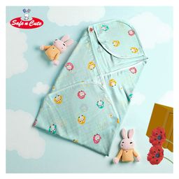 Safe n Cute 100%organic muslin cotton hooded swaddler/wrapper/sheet for newborn (0 to 6 months)-image-72