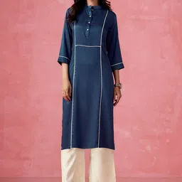 Sangria Mandarin Collar Straight Kurta & Palazzos-image-85