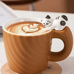 BonZeaL Brown & White Solid Ceramic Matte Mugs Set of Cups and Mugs-picture-42