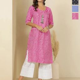 Anouk Rustic Selection Of 4 Leheriya Printed Straight Kurtas-image-75