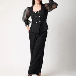 BLANC9 Scoop Neck Top With Flared Trousers-image-50