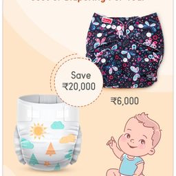 Babyhug Free Size Reusable Cloth Diaper with 2 Smart Dry Inserts Combo Butterfly Print- Navy Blue image 4