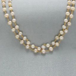 Sri Jagdamba Pearls White Lipika 2 Line Princess Necklace for Women-88