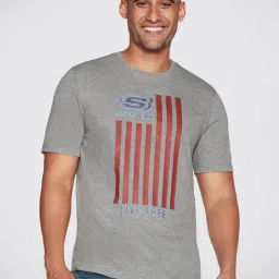 Skechers Grey Relaxed Fit Printed Crew T-Shirt-image-22