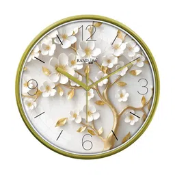 RANDOM White & Green Printed Traditional Round Shaped Wall Clock-10