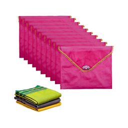 Aura Pink & Gold Toned 10 Pieces Organza Saree Covers Organisers-18