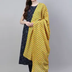 Stylum Navy Bandhani Print A Line Kurta With Dupatta-image-22