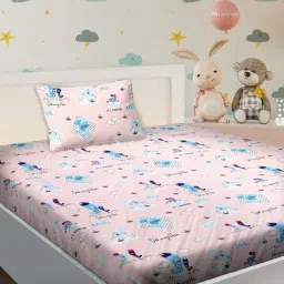 BELLA CASA Kidz Kingdom Printed Pink 180 TC Cotton Bedsheet with 1 Pillow Cover-picture-45