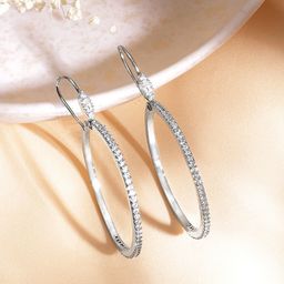 Rubans Silver-Plated Oval Drop Earrings-0