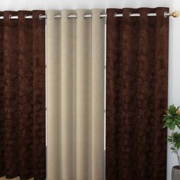 Banchmark Home Furnishings Brown & Beige Set of 3 Room Darkening Door Curtain-50