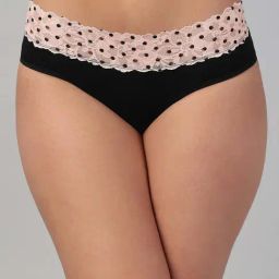 Clovia Black Cotton Regular Fit Self Pattern Panties-image-4