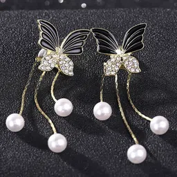 Krelin Gold-Plated Rhinestones Studded Animal Shaped Drop Earrings-image-63