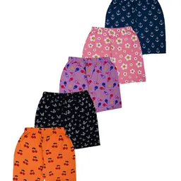 FAZZA Girls Pack Of 5 Conversational Printed Mid-Rise Regular Fit Shorts-picture-15