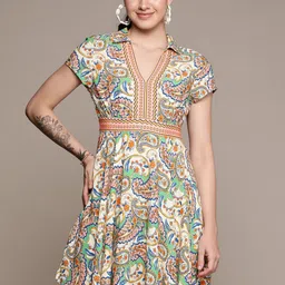 Label Ritu Kumar Ethnic Motifs Print Fit & Flare Dress-image-39