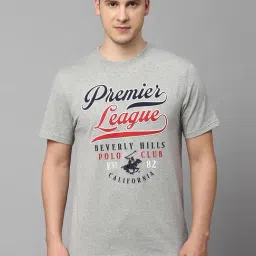 Beverly Hills Polo Club Grey Melange Regular Fit Cotton Crew T-Shirt-image-37