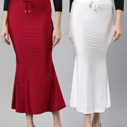 TWIN BIRDS Red & White Plain Saree Shapewear - Pack Of 2-image-46