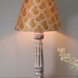 Homesake Gold & Grey Wood Antique Traditional Country Cottage Peacock Table Lamp-42