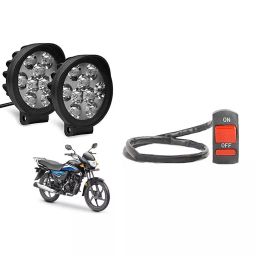 Cartronics 9 Round Cap LED Fog Light With On/Off Switch for Honda Dream Neo (Set of 2 Pcs)-34