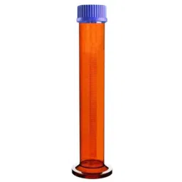 ABGIL Graduated Cylinder Single Metric Scale with Screw Cap and Round Base Class B Accuracy 2 L Amber MS-AC-191-09-20