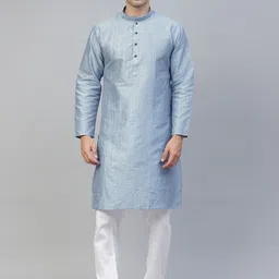 MANQ Men Blue Striped Kurta with Pyjamas-image-27