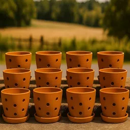 The handicraftian Orange 12 Pieces Hexane Orchid Terracotta Small Planters-picture-26