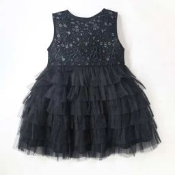 Cherry Crumble By Nitt Hyman Kids Black Embroidered Dress-image-21
