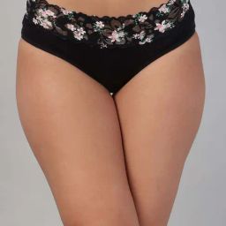 Clovia Black Cotton Regular Fit Floral Print Panties-image-80