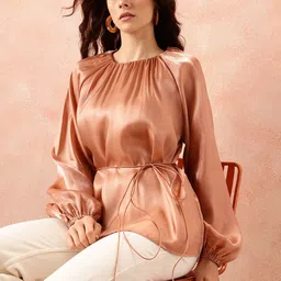 all about you Puff Sleeves Waist Tie-Up Top-image-5