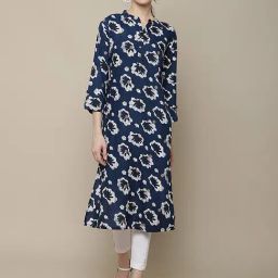Vastramyaa Blue Cotton Printed Straight Kurta-image-37