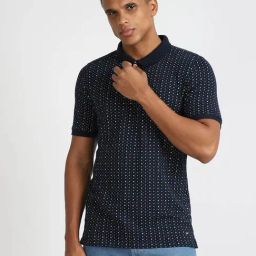 Lee Navy Cotton Slim Fit Printed Polo T-Shirt-picture-17
