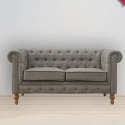 Artisan Furniture Chesterfield Checks Grey Wood 2 Seater Sofa-36
