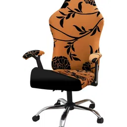 HOKIPO Brown & Black Printed Stretchable Computer Rotating Gaming Chair Cover-image-84