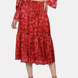 ISU Maroon Printed A-Line Skirt-image-19