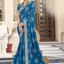 Saree Mall Blue Embellished Saree With Unstitched Blouse-image-37