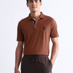 USPA Sport Men Solid Polo Collar Slim Fit T-shirt-image-80