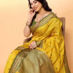 Moda Rapido Woven Design Zari Silk Blend Banarasi Saree-42