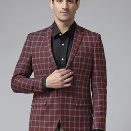 Park Avenue Single-Breasted Checked Semiformal Blazer-40